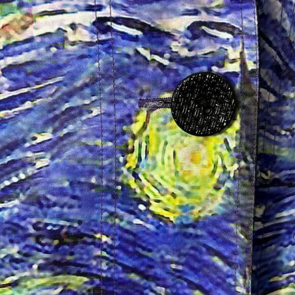 Oopera reversible fine art Van Gogh Starry Night print & black raincoat w hood S - Picture 9 of 13